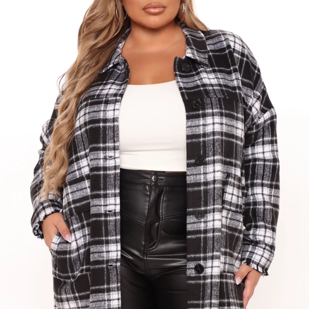 Chic Black and White Plaid Jacket - Picture 9 of 10
